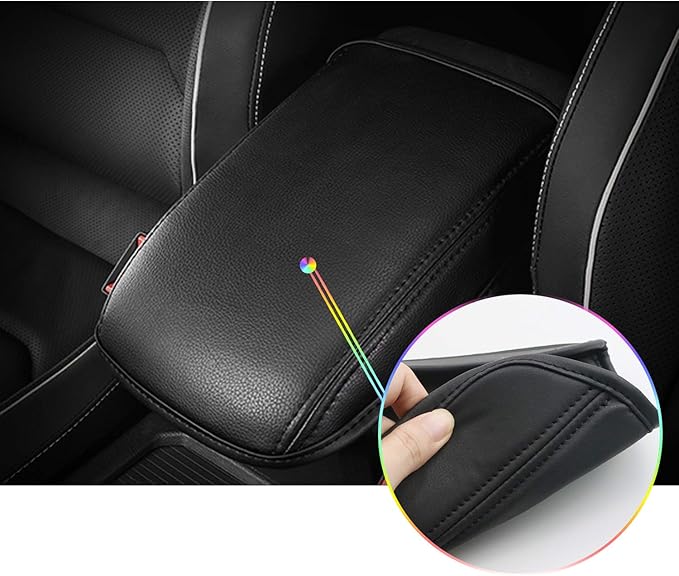 SKTU Auto Central Console Armrest Rest Pad Fit for 2018 2019 2020 Volkswage VW Ti-guan MK2 Seat Box Cover Protector Automotive Car Center Console Soft Cushion (Black Line)