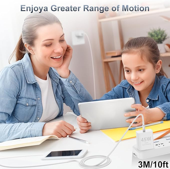 𝟐𝐏𝐚𝐜𝐤 𝟰𝟱𝗪 iPhone 17 16 15 Fast Charger,USB C Charging Block and 10ft Type C to C Cable Cord Long for Apple iPhone 17 Pro Max/17 Air/16 Pro/15 Plus/iPad/mini, Wall Plug Power Adapter Cube Brick