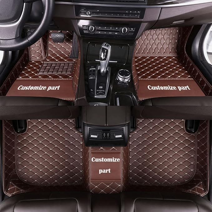 MELKEN Custom Fit Leather Car Floor Mats for 95% of Cars Full Coverage Floor Liners Car Mats (Coffee)
