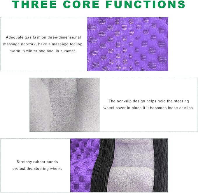 Elastic Steering Wheel Cover, 15"×15" Breathable Ice Silk Steering Wheel Protector, Universal Auto Wheel Wrap Anti-Slip Soft Cover for Ultimate Comfort, Car Accessories (Purple)