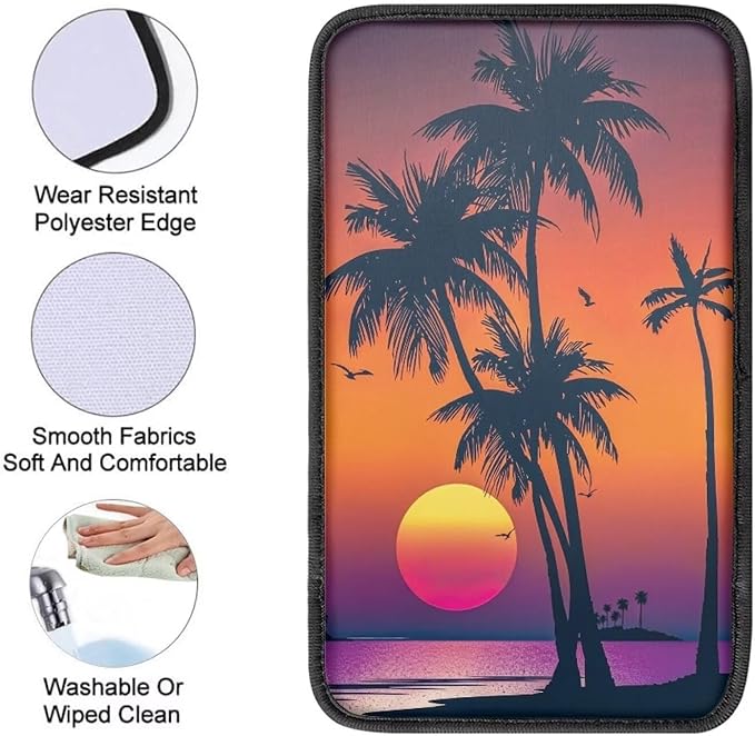 Sun Palm Console Center Armrest Lid Cover Protector Car Armrest Storage Box Mat Interior Accessories for Most Vehicle, SUV