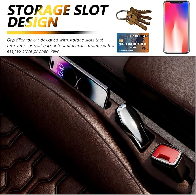 Junecarp 2PCS 2-in-1 Car Seat Gap Filler Organizer with Storage Slots,No Drop Car Gap Seat Filler for Storing Items,Universal in Between Cars Seats Catcher Cars Interior Accessories (Brown)