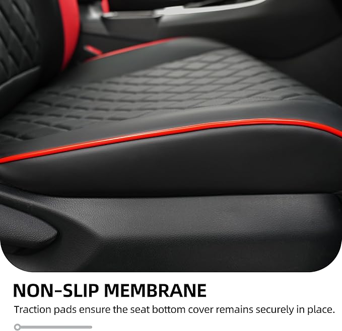 Lolcar Rav4 Seat Covers for Toyota RAV4 2019 2020 2021 2022 2023 2024 2025 LE,XLE,XLE Premium,Limited,Car Seat Cover for Trucks SUV,Leather Seat Cushion Full Set,Faux Leather (Black red Grid)