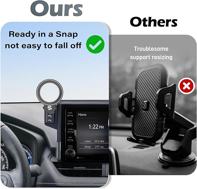 Car Phone Holder for Toyota RAV4 2019 2020 2021 2022 2023 2024 2025 Accessories Apply to 7/8 Inch Touch Screen Fixed Clip Magnetic Cell Phone Mount Hands-Free 360 Degree Rotation