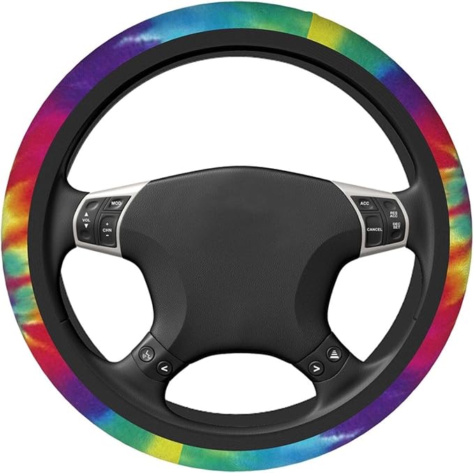 Colorful Tie Dye Universal 15 Inch Steering Wheel Covers Non Slip Neoprene Car Wrap Cover for Adults