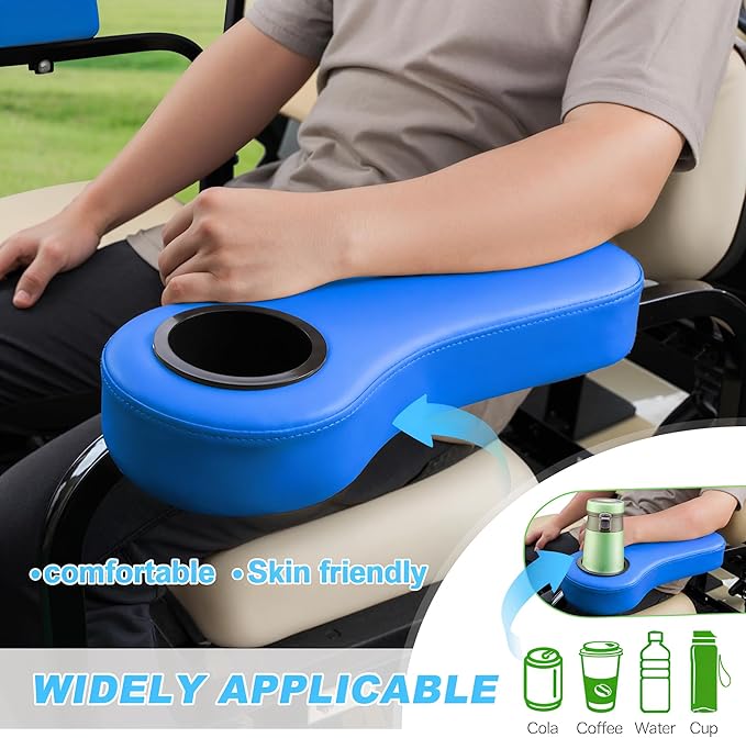 10L0L Golf Cart Rear Seat Kit Arm Rest Set with Cup Holder for Yamaha EZGO Club Car Golf Cart UV-Proof Coating Long Lasting, No Drilling Kits Include