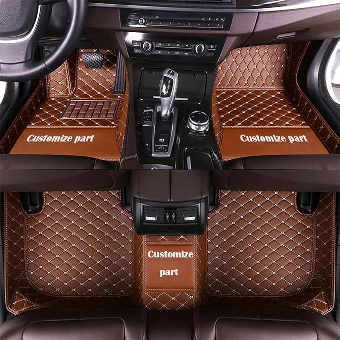 MELKEN Custom Fit Leather Car Floor Mats for 95% of Cars Full Coverage Floor Liners Car Mats (Brown)