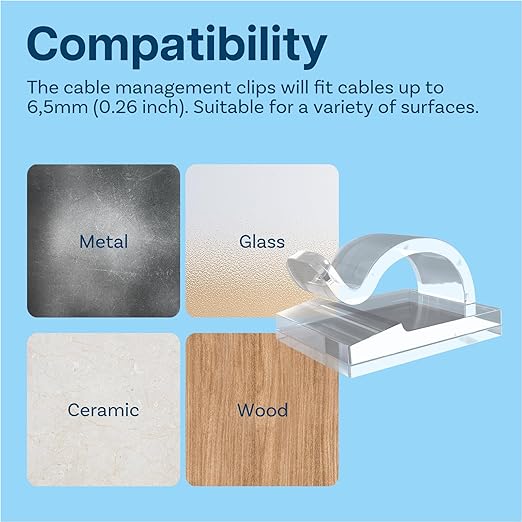 MMOBIEL 120pcs Self Adhesive Cable Clips – Wire Holder Clear Hooks Cord Organizer – Cable Management for Under Desk, Wall, Car, Office, Electrical Wires etc. – Wire Organizers Diameter 0.26 inch
