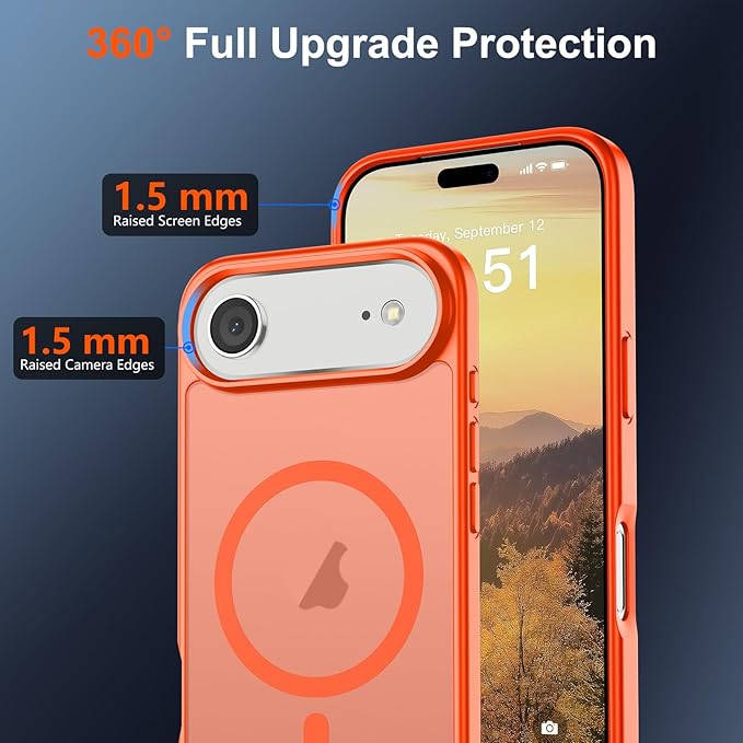SUPFINE Magnetic for iPhone Air Case (Compatible with MagSafe)(Military Grade Drop Protection) Slim Translucent Matte Shockproof with Anti-Fingerprint Phone Cover for 17 Air,Orange