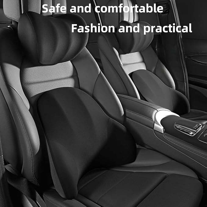 Car Headrest Lumbar Support Cushion for Toyota Corolla Cross 2022 2023 2024, Ergonomic Car Seat Headrest Cushion for Neck Back Pain Relief Memory Foam Breathable Removable Cover for Office Chair Car