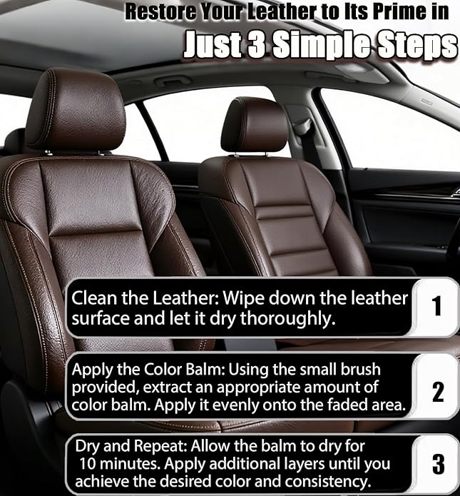 Leather Recoloring Balm, Leather & Vinyl Color Restorer Conditioner – Repairs Faded & Scratched Leather Color