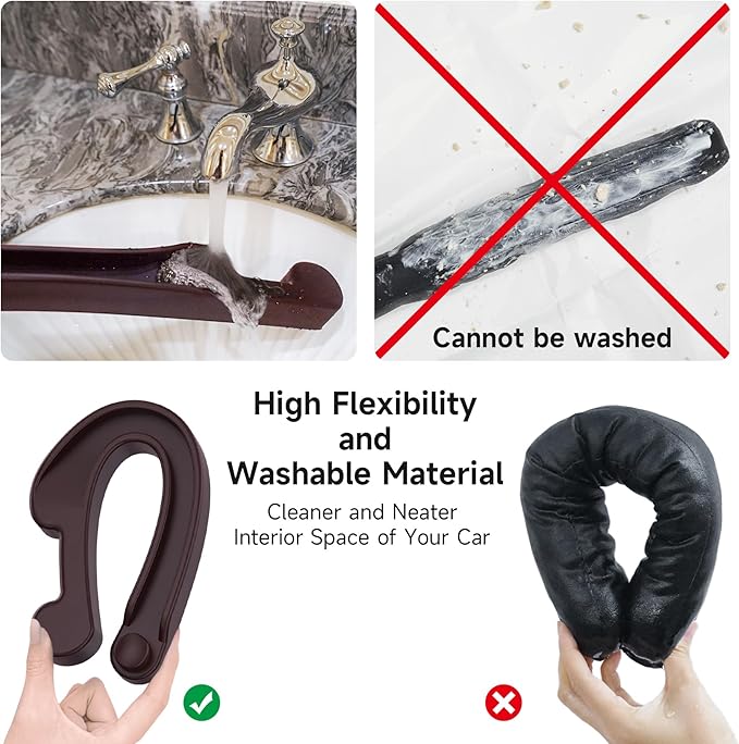 Car Seat Gap Filler Set of 2, 3IN1 Seat Side Gap Filler Plug with Storage Slot & Hook Function, Soft Foam Universal Fit Car SUV Truck Fill Gap Between Seats Console Organizer（Narrow Deep Brown）