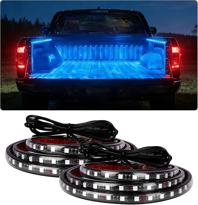 Truck Bed Lights 2Pcs - RGB 16 Million Colors, APP & Built-in Control, IP67 Waterproof, Music Sync, 12V DC, 60-Inch Led Light Strip