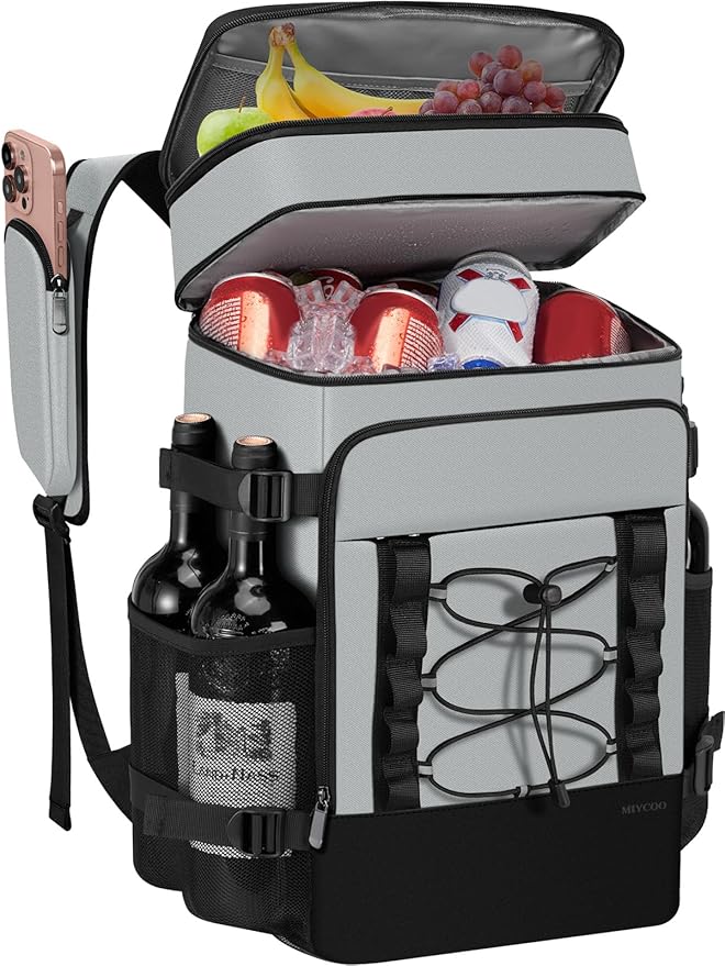 MIYCOO Cooler Backpack - 40 Cans Insulated Backpack Cooler for Men & Women, Portable 2 Leak Proof Compartments Coolers Bag for Beach Travel Picnic Lunch Hiking BBQ Camping