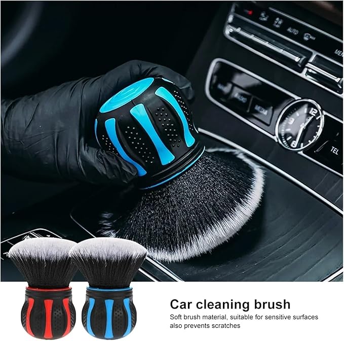 Compatible for 1PC Car Detailing Brushes Automobile Interior Soft Bristles Brush Air Vent Dust Cleaner Dusting Tool Cleaning(RED Wheel Brush)