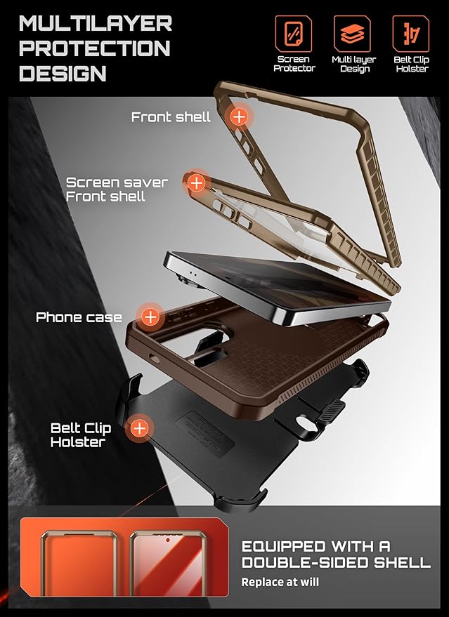 SUPCASE for Samsung Galaxy S26 Ultra Case with Stand, Military-Grade Drop Protection, Compatible with Wireless Charging/MagSafe, Built-in Screen Protector & Front Frame – UB Pro Mag, Brown