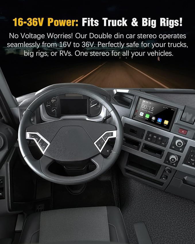 【SOOEMAKA】 Radio for Truck,Double Din Car Stereo with Wireless Carplay&Android Auto,7 inch Truck Radio Upgrade PD/QC 3.0 Fast Charging/16~36V/Bluetooth 5.1/AM/FM/DSP/SUB/SWC