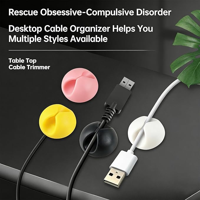 Easy Install Cable Holder Feature Cord Manager Auto Adhesive Design for Various Surfaces in Car Use to Organizers Wires Cable Management