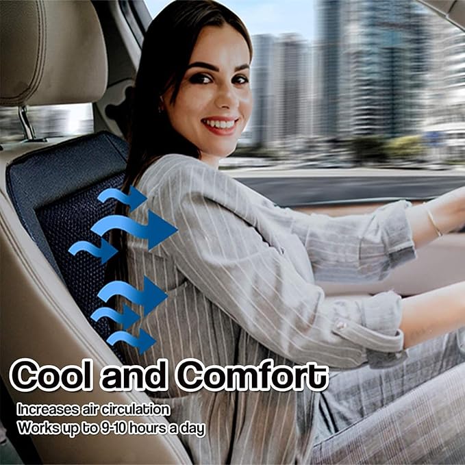 ZONETECH Cooling Car Seat Cover, Black Automotive Adjustable Temperature Comfortable Cooling Car Seat Cushion (1 Pack)