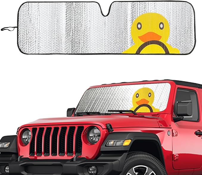 Windshield Sun Shade for Jeep Wrangler JK JKU JL JLU1997-2024,Window Sun Visor for UV Rays & Heat Protection,Duck Windshield Sunshade