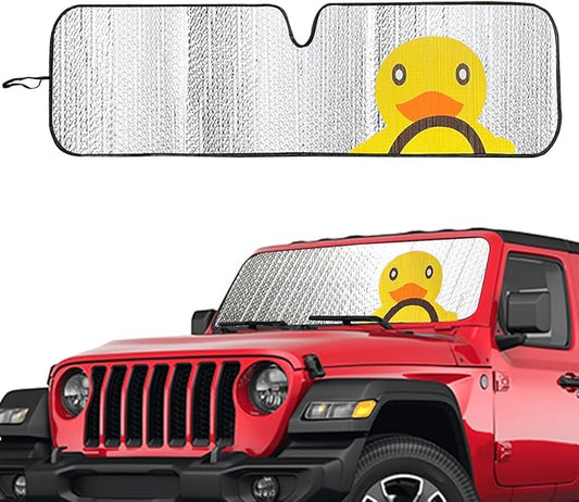 Windshield Sun Shade for Jeep Wrangler JK JKU JL JLU1997-2024,Window Sun Visor for UV Rays & Heat Protection,Duck Windshield Sunshade