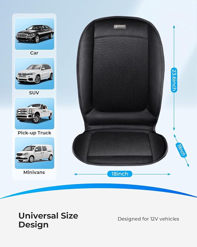 CooCoCo Ventilated Car Seat Cover, 12V Cooling Seat Cushion for Cars, Automotive Adjustable Temperature Cooling Car Seat Cover, Fit for SUV Truck Office Pad,Gifts for Men(Not Cooling)
