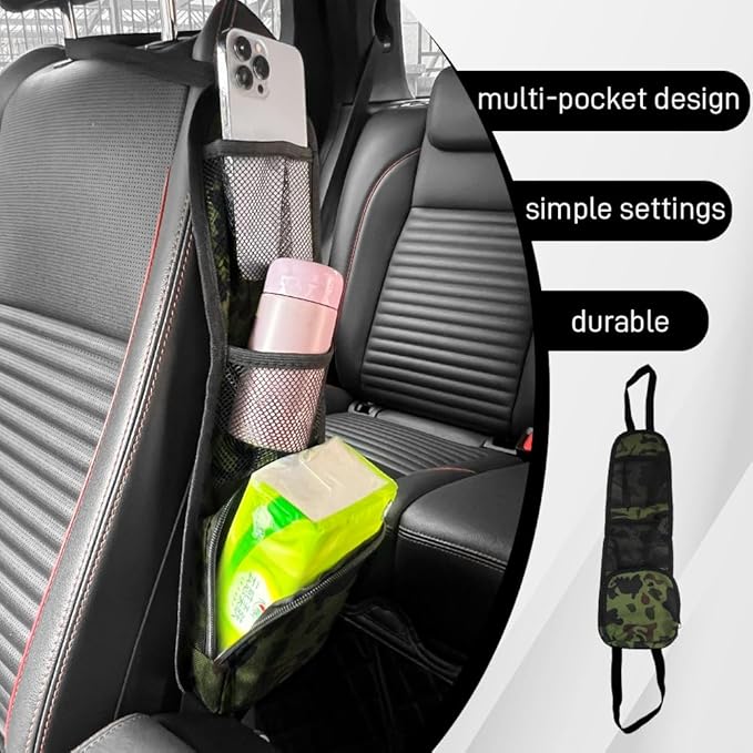 Car Seat Side Organizer, Seat Side Storage Pocket, Multifunctional Mesh Net Pocket, Car Multi-Pockets Backseat Organizer Side Hanging Bag for Storage Coins, Cell Phones, Glasses (Green, 1PCS)