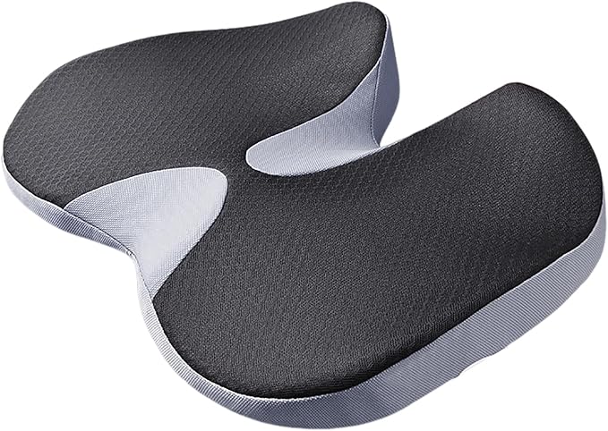 Car Seat Cushion for Long Driving, Ergonomic Memory Foam Seat Cushion, Car Seat Cushion for Back Pain and Lumbar Support Non Slip and Easy Clean for Driving Gaming Chair and Travel C Grey