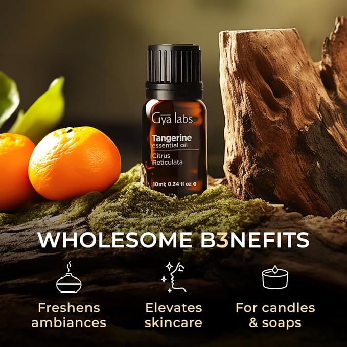 100% Pure Tangerine Essential Oil - 0.34 Fl Oz - Tangerine Oil for Hair, Skin, Diffuser, Aromatherapy & DIY Candle Making Scent