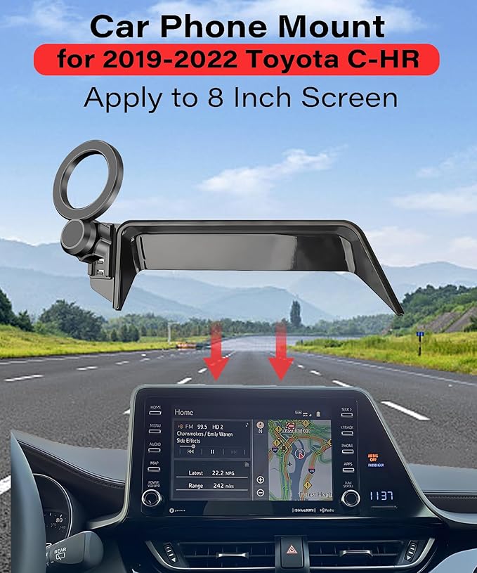 Magnetic Car Phone Mount for Toyota C-HR 2019 2020 2021 2022 Accessories, for MagSafe Strong Magnets Cell Phone Holder 8-Inch Screen Cradles, with Portable Phone Gripper 360° Rotation