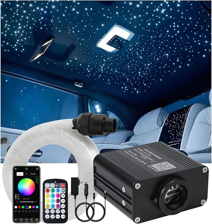 Twinkle Starlight Headliner Light,16W 650pcs 9.8ft LED Star Ceiling Fiber Optic Light Kit APP/Remote Control for Car/Home/Party