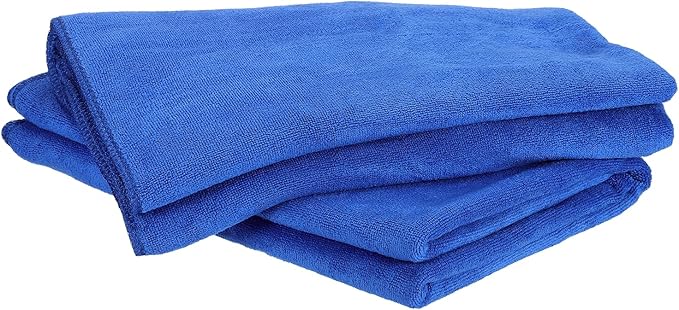 HARFINGTON 2 Pack Microfiber Cleaning Cloth, 63" x 24" Multi-Functional Cleaning Towels Reusable Absorbent Rags for Car Wash Kitchen Household Window Clean, Sapphire Blue