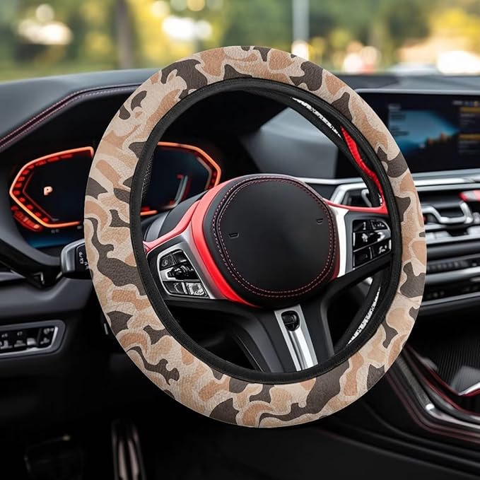 SEANATIVE Car Steering Wheel Cover for Men Breathable Anti Slip Auto Steering Wheel Covers fit Standard Size 15inches