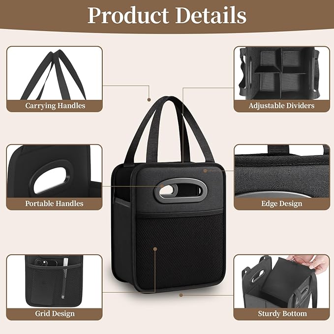 4 Cup Drink Carrier with Handle, Reusable Cup Carriers for Drinks, Portable Foldable Insulated Coffee Cup Drink Holder for Delivery and Caddy