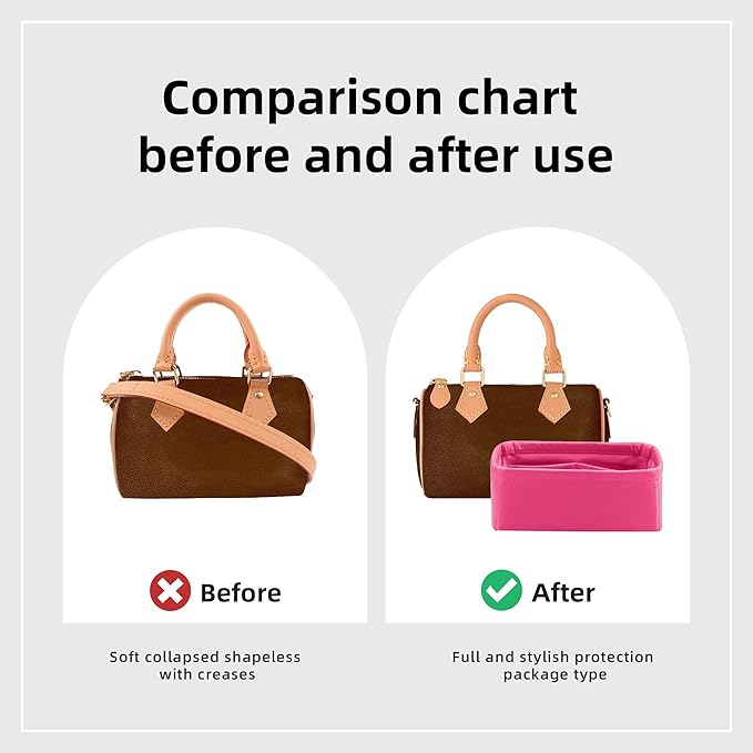 DGAZ Silk Purse Organizer Insert Fits LV Speedy 16/20/25/30/35/40/45 bags，Silky Smooth Bag Organizer，Luxury Handbag & Tote Shaper(Rose pourpre,SP16)