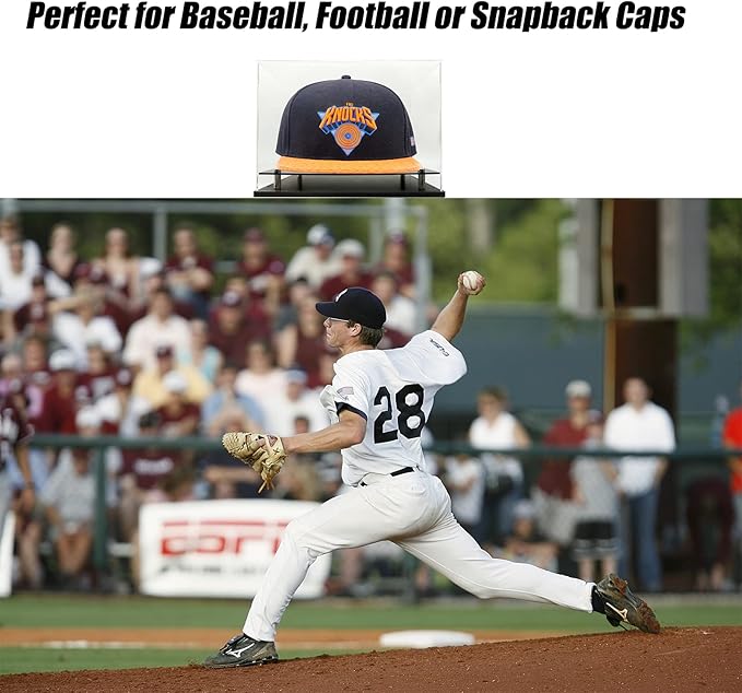 Clear hat Display case for Baseball,Acrylic Cap Holder Stand for Baseball, Football or Snapback Caps,Mini Helmet.Baseball Cap Display case with Metal feet Base(mountable)