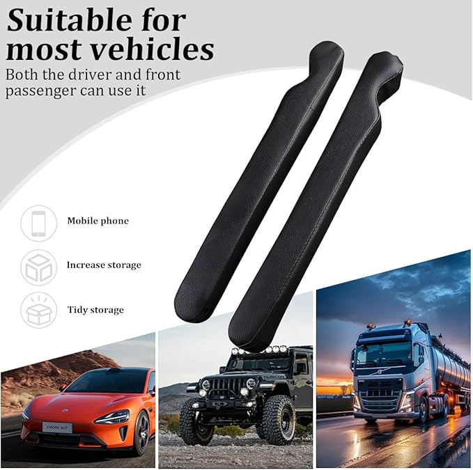 2PCS Car Seat Gap Filler, Microfiber Leather Vehicle Seat Crevice Plug Blocker to Stop Things from Dropping, No-Drop Automotive Gap Guard Stopper, Universal for Vehicles (Black)