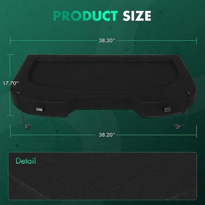 Cargo Cover for 2014-2017 Fit for Ford Fiesta 1.0L 2011-2019 Fit for Ford Fiesta 1.6L Retractable Rear Trunk Cargo Shade Luggage Security Cover Shielding Waterproof