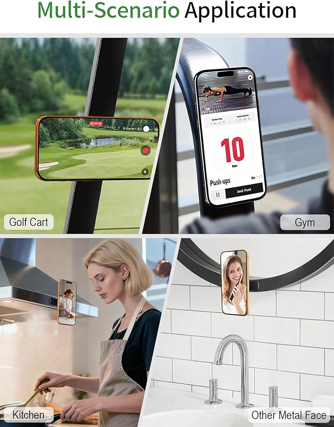 GBEAST Magnetic Golf Cart Phone Holder Compatible with MagSafe for iPhone 12-17 Series, N52 Magnets Phone Mount for EZGO/Club Car/Yamaha,360° Rotation Golf Accessories for Men Women, Gifts for Golfer