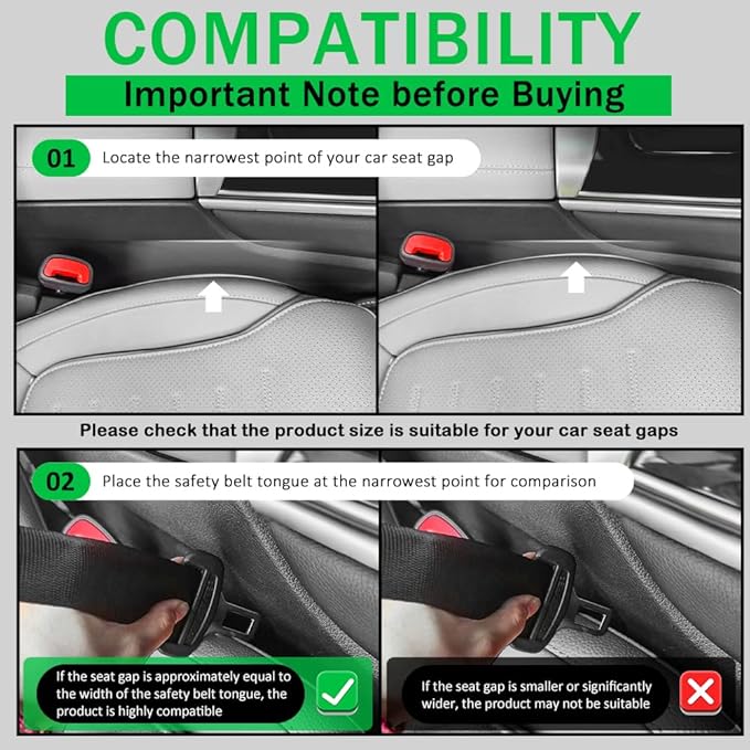 2PCS Car Seat Gap Filler Organizer,2026 Upgraded Car Seat Gap Plug with Storage Slot,Plug & Play in Between Cars Seats Catcher Cars Accessories to Stop Items Falling Between Seats