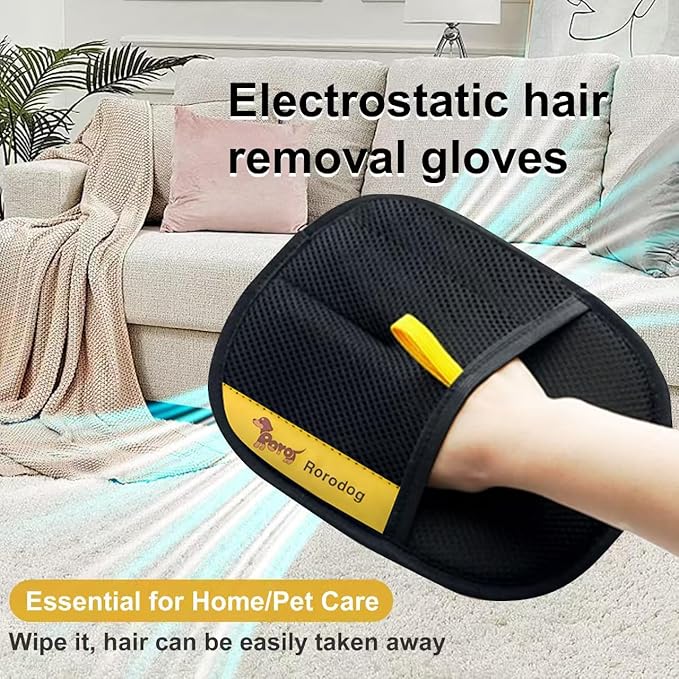 2-PCS Pet Hair Remover Gloves with A Hair/Lint Removal Tool, Reusable Magic Brush Pet Hair Removal Glove for Dogs & Cats, Remove Dog/Cat Hair from Couch, Carpet, Car Seat.