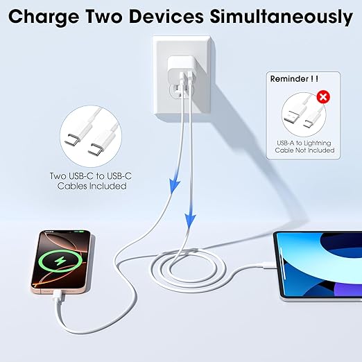iPhone 17 16 15 Charger Fast Charging, 20W USB C Wall Charger Block with 6ft Type C to USB C Cable Cord for Apple iPhone 17/17 Pro/17 Pro Max/17 Air/16/16 Plus/16 Pro Max/15/15 Pro Max/iPad Pro/Mini