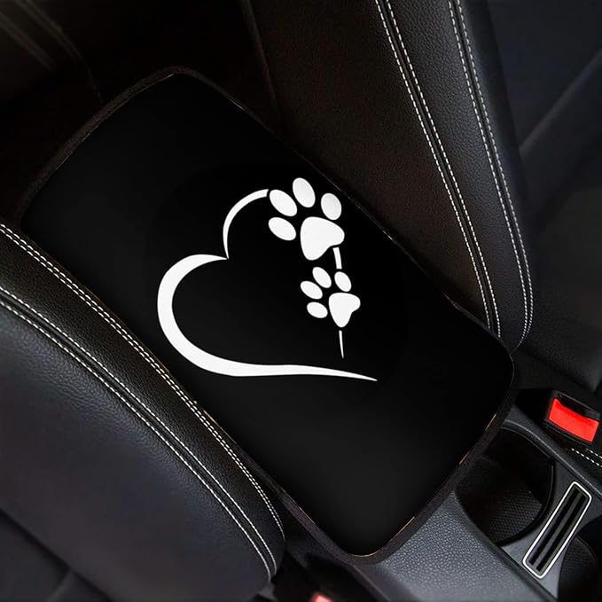 UNICEU Auto Interior Decor Armrest Cushion Cover, Animal Dog Paw Love Heart Print Neoprene Car Center Console Armrest Cover Pad, Universal