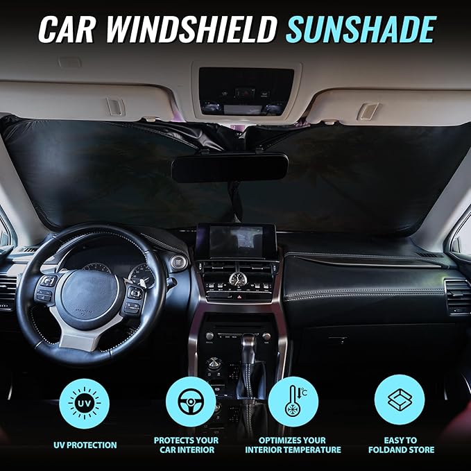 Windshield Sun Shade - Car Windshield Sun Shade for UV Protection Heat Reduction 2025 Sun Visor for Car Interior (55"x31.5")