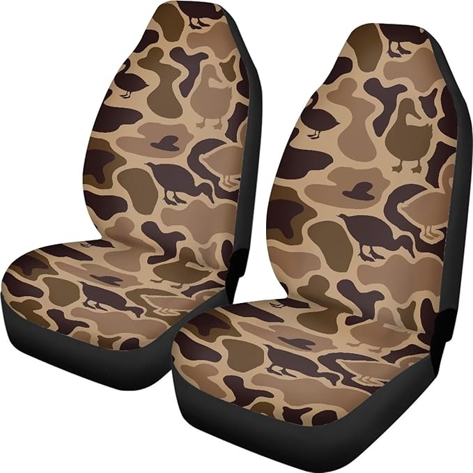 ELEQIN Duck Camo Car Front Seat Cover, 2 Packs Car Seat Protector, Nonslip Cushion Cover for Cars, Trucks & SUVs Auto Interior Decor