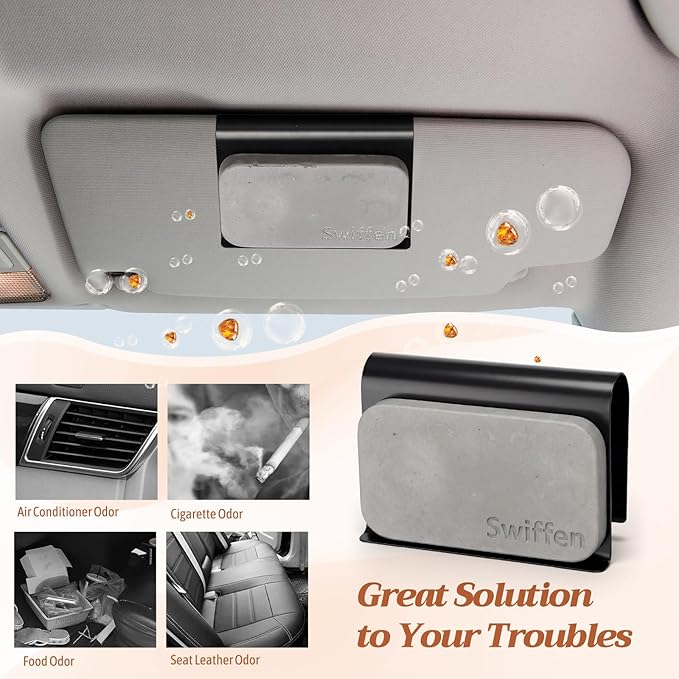 4 Pcs Car Air Freshener Set Stone Air Freshener Vehicle Scent Diffuser Car Odor Eliminator, 4 Long Lasting Scents Amber Coconut Grove Tectona Grandis Refills, Metal Clip Included