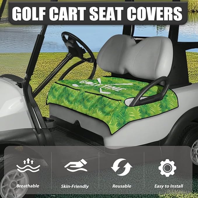 Biyejit Golf Cart Seat Covers with 4 Pockets Golf Cart Seat Towel Blanket Fits 2-Seat Golf Carts, Golf Cart Accessories