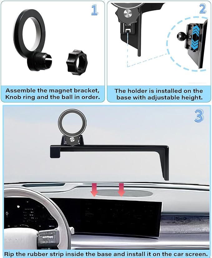 Car Phone Holder for 2025 Hyundai Ioniq 9 Accessories Apply to 12.3 Inch Touch Screen Fixed Clip Magnetic Cell Phone Mount Hands-Free 360 Degree Rotation