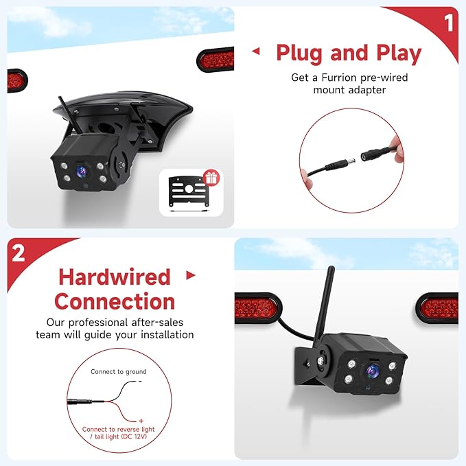 Wireless RV Backup Camera System, 9" 1080P DVR Monitor with 4 IP69 Waterproof Night Vision Side Rear View Back Up Cameras for Trailer Truck Camper Compatible with Furrion Mount