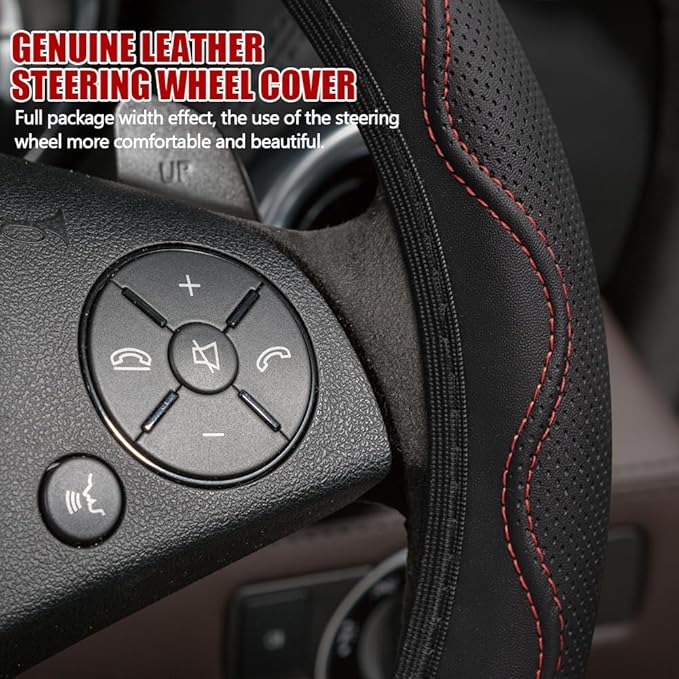 Car Steering Wheel Cover, 14.5-15 Inch Comfortable Grip Microfiber Leather Non-Slip Wheel Cover, Auto Elastic Breathable Wheel Steering Protector, Universal Interior Accessories Fit Vehicles